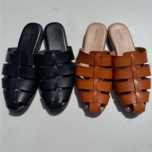 Old Navy Black and Brown Fisherman Mule Sandals Set